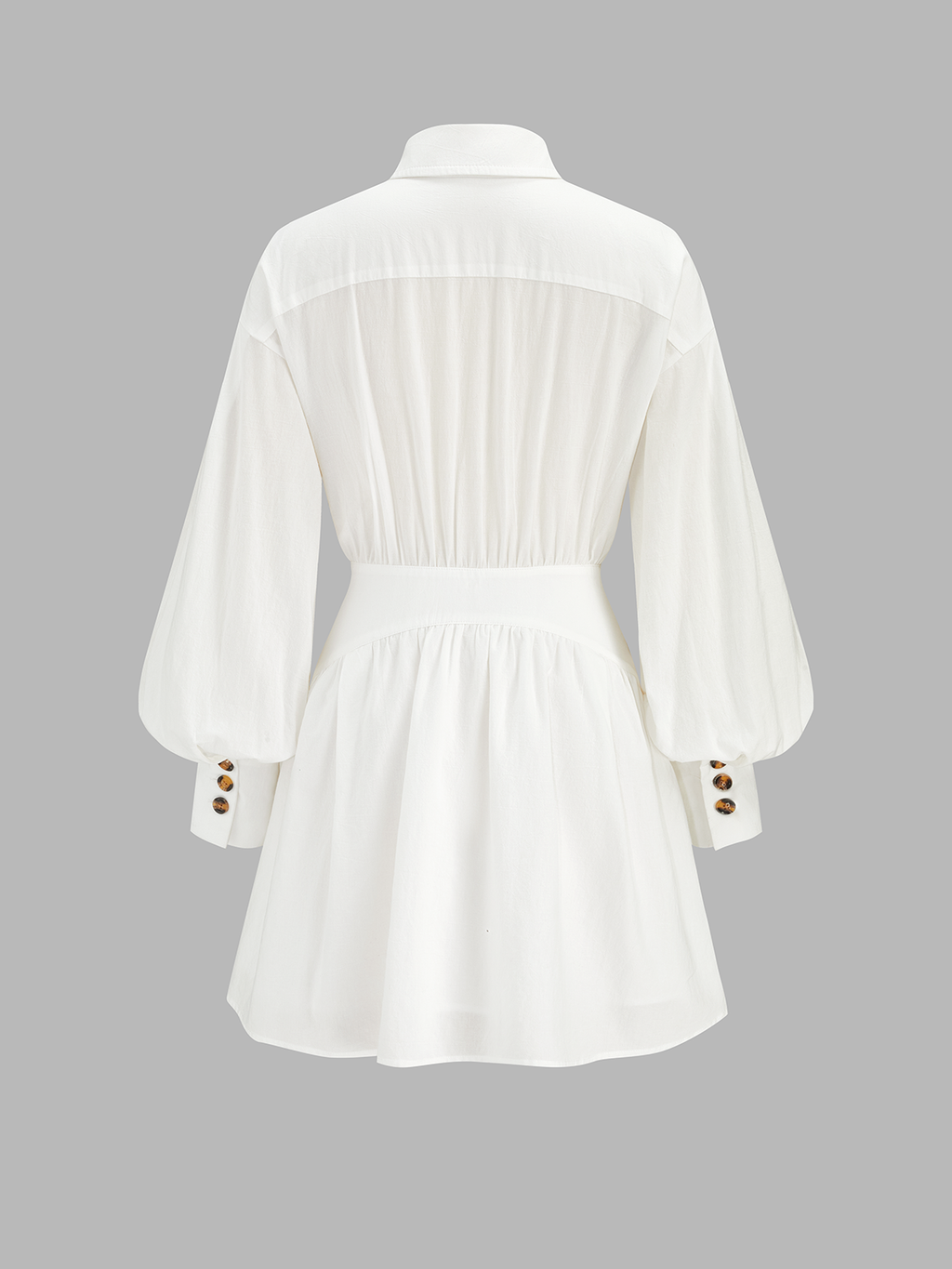Cotton Tie-Waist Long Sleeve Shirt Dress