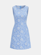 Floral Jacquard Sleeveless Mini Dress