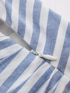 Striped Cotton Blend Cutout Top & Shorts Set