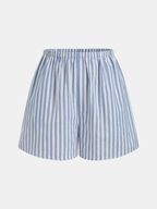 Striped Cotton Blend Cutout Top & Shorts Set