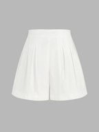 Cotton Linen Peplum Top & Pleated Shorts Set