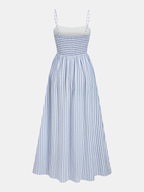 Striped Cutout Cotton Blend Cami Maxi Dress