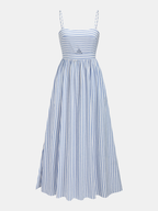 Striped Cutout Cotton Blend Cami Maxi Dress