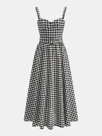 Gingham Cotton Blend Belted Cami Maxi Dress