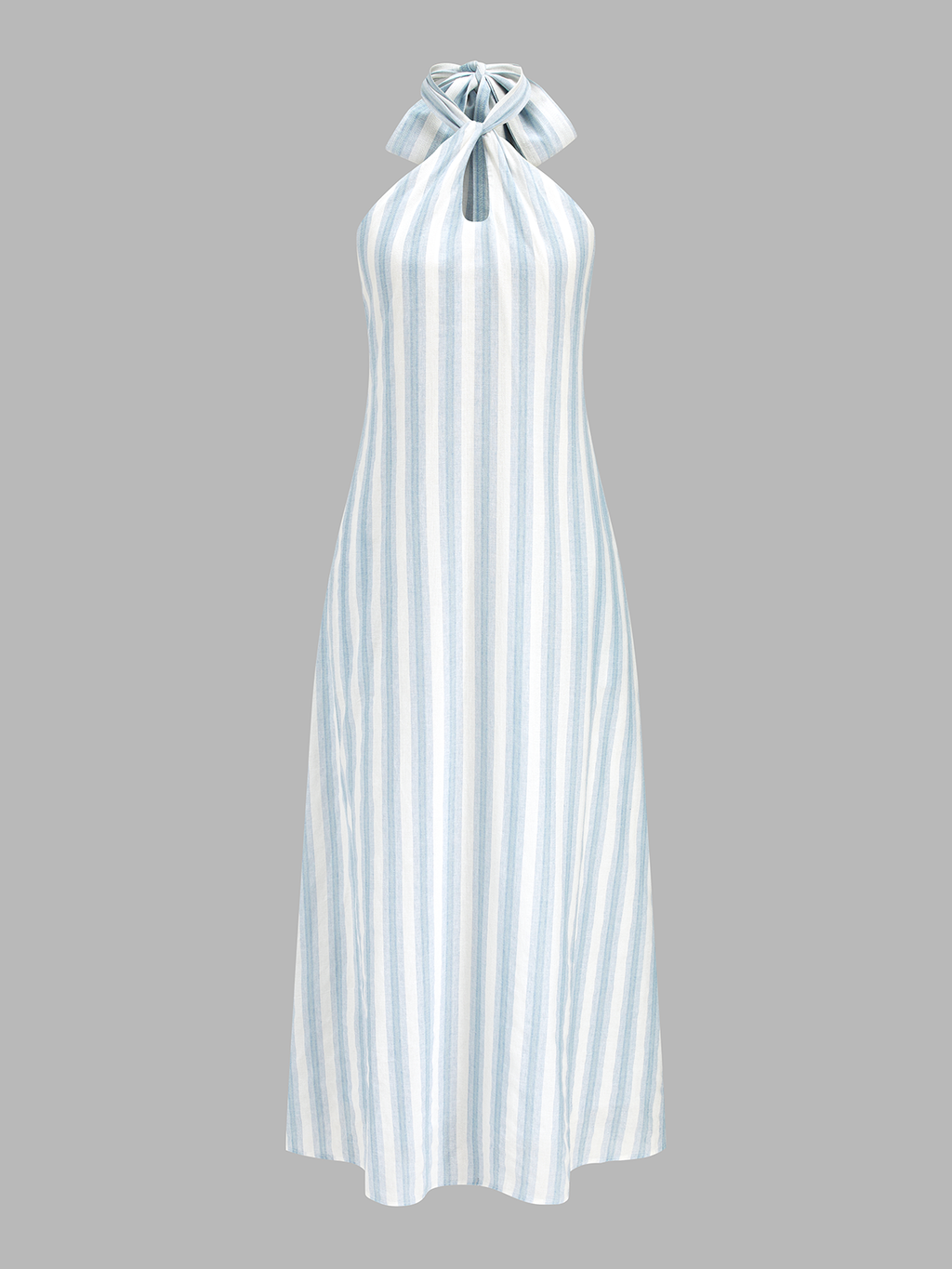 Striped Cotton Halter Maxi Dress