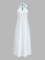 Striped Cotton Halter Maxi Dress