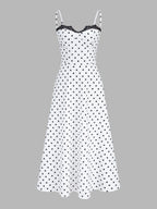 Polka Dot Lace Trim Cami Maxi Dress