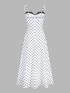 Polka Dot Lace Trim Cami Maxi Dress