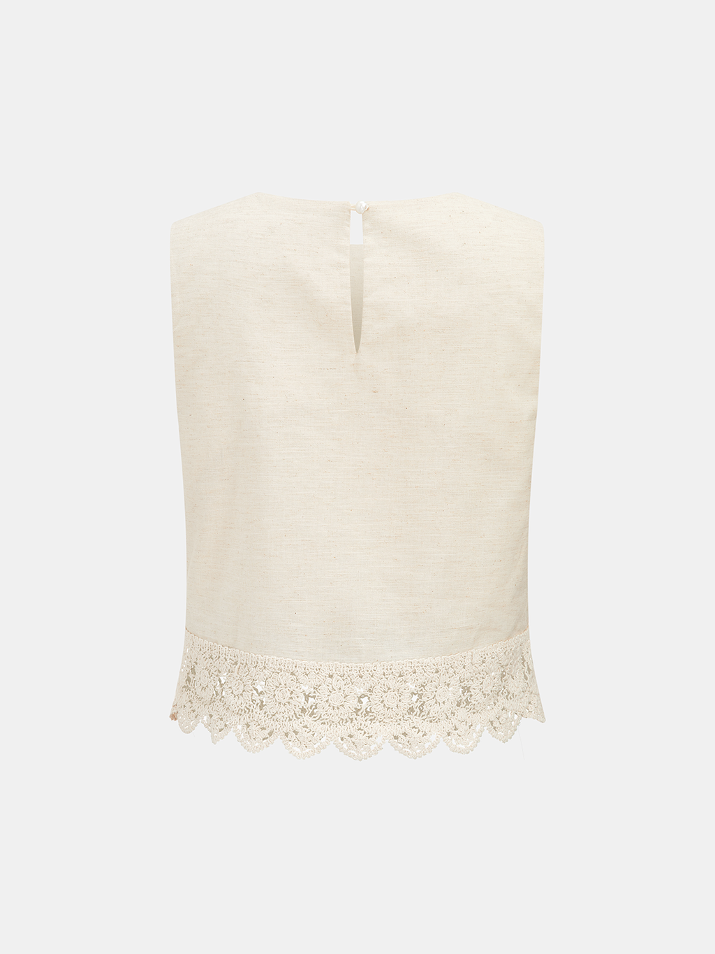 Cotton Linen Lace Trim Two-Piece Pants Set