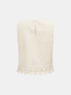Cotton Linen Lace Trim Two-Piece Pants Set