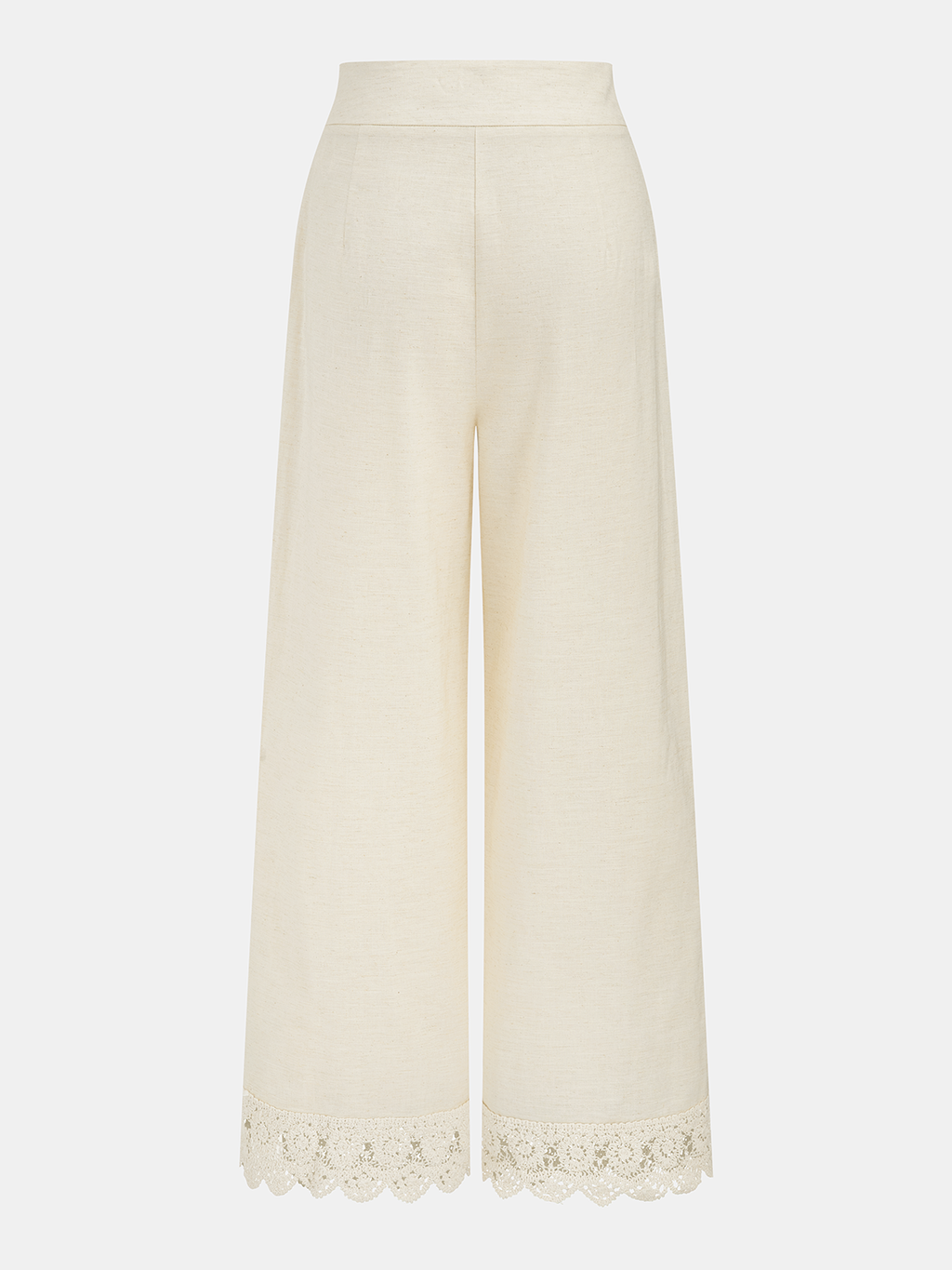 Cotton Linen Lace Trim Two-Piece Pants Set