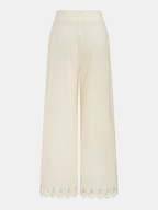 Cotton Linen Lace Trim Two-Piece Pants Set