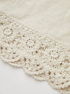 Cotton Linen Lace Trim Two-Piece Pants Set