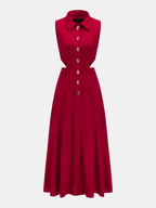 Cotton Linen Sleeveless Cutout Maxi Dress