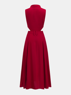 Cotton Linen Sleeveless Cutout Maxi Dress