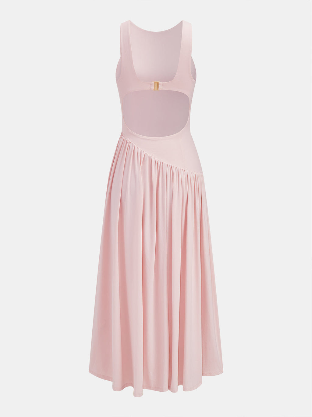 Asymmetric Sleeveless Backless Midi Dress