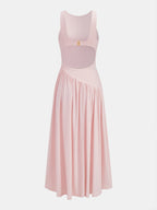 Asymmetric Sleeveless Backless Midi Dress