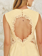 Backless Lace Cotton Linen Mini Dress