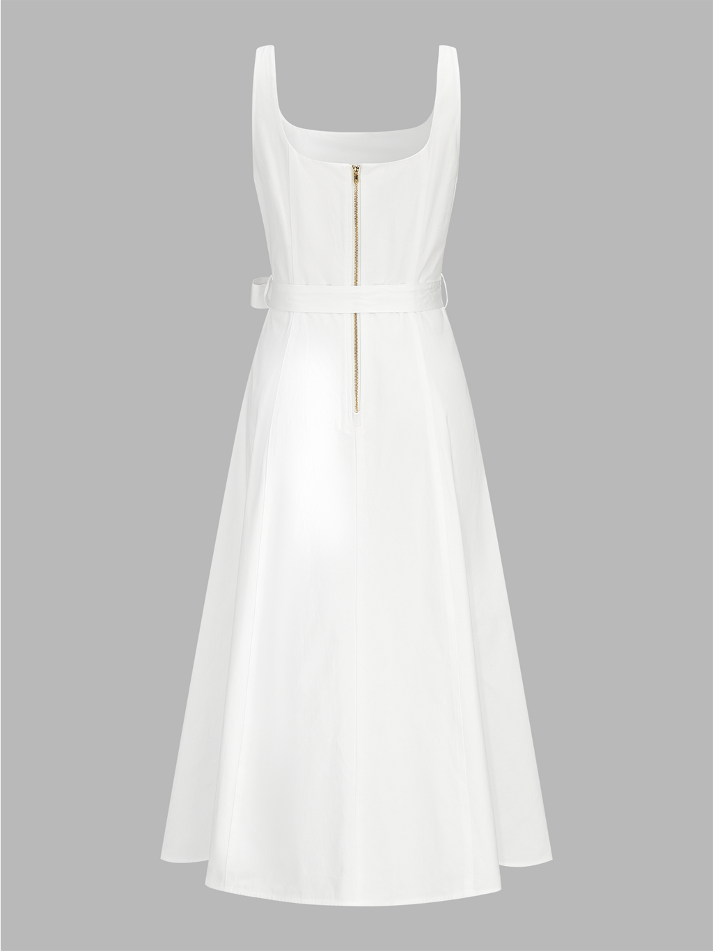 Eyelet Embroidery Belted Square Neck Maxi Dress