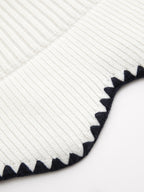 Polo Collar Contrast Trim Ribbed Knit Mini Dress