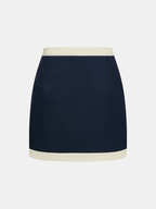 Cotton Contrast Trim Two Piece Skirt Set
