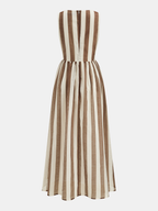 Sleeveless V-Neck Striped Cut-Out Maxi Dress