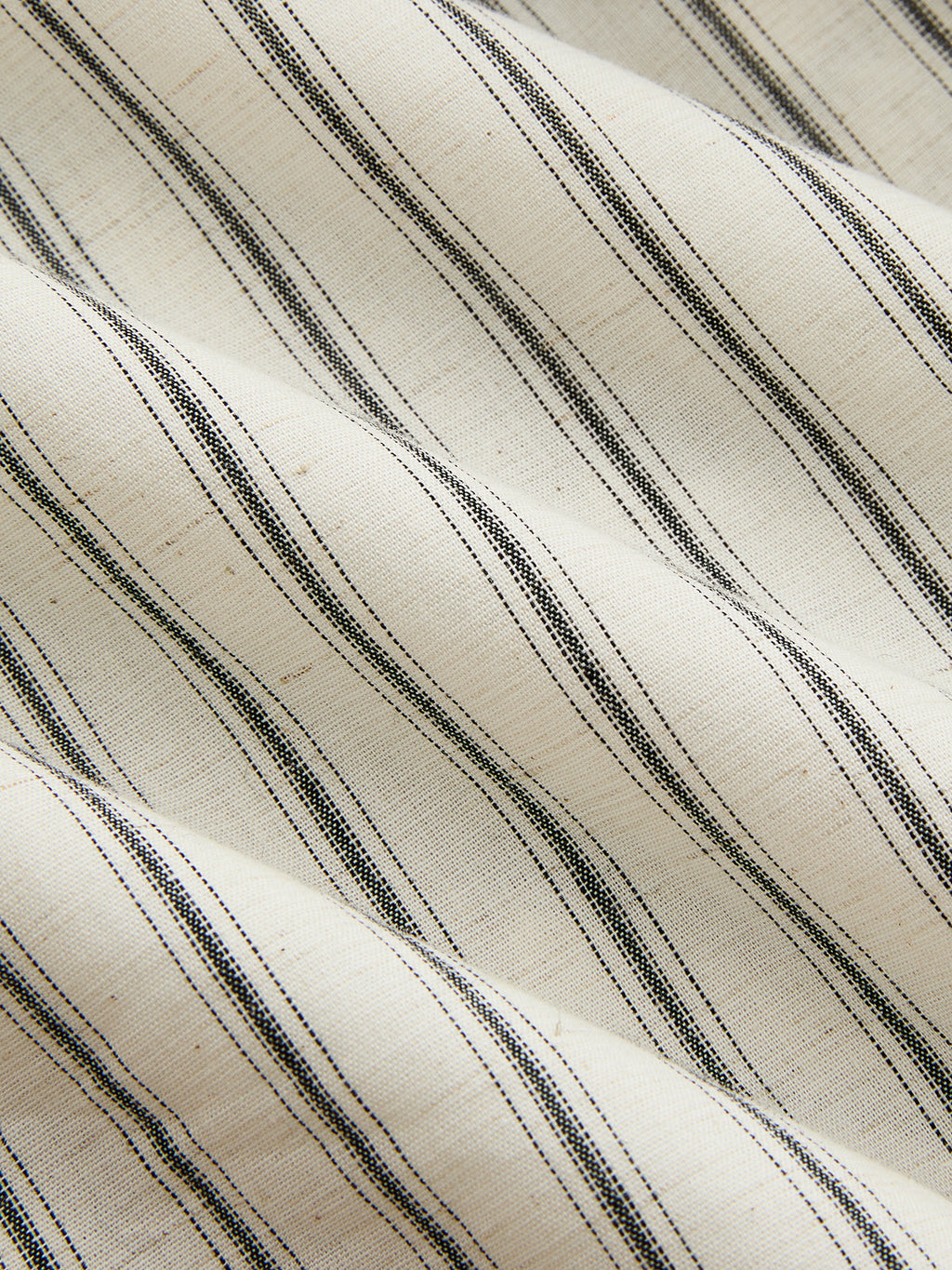 Cotton Linen Striped Midi Shirt Dress
