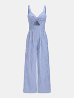 Striped Cut Out Wide Leg Cami Jumpsuit