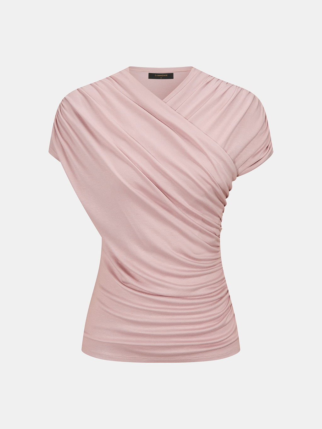 Wrap-Front Ruched Short Sleeve Top