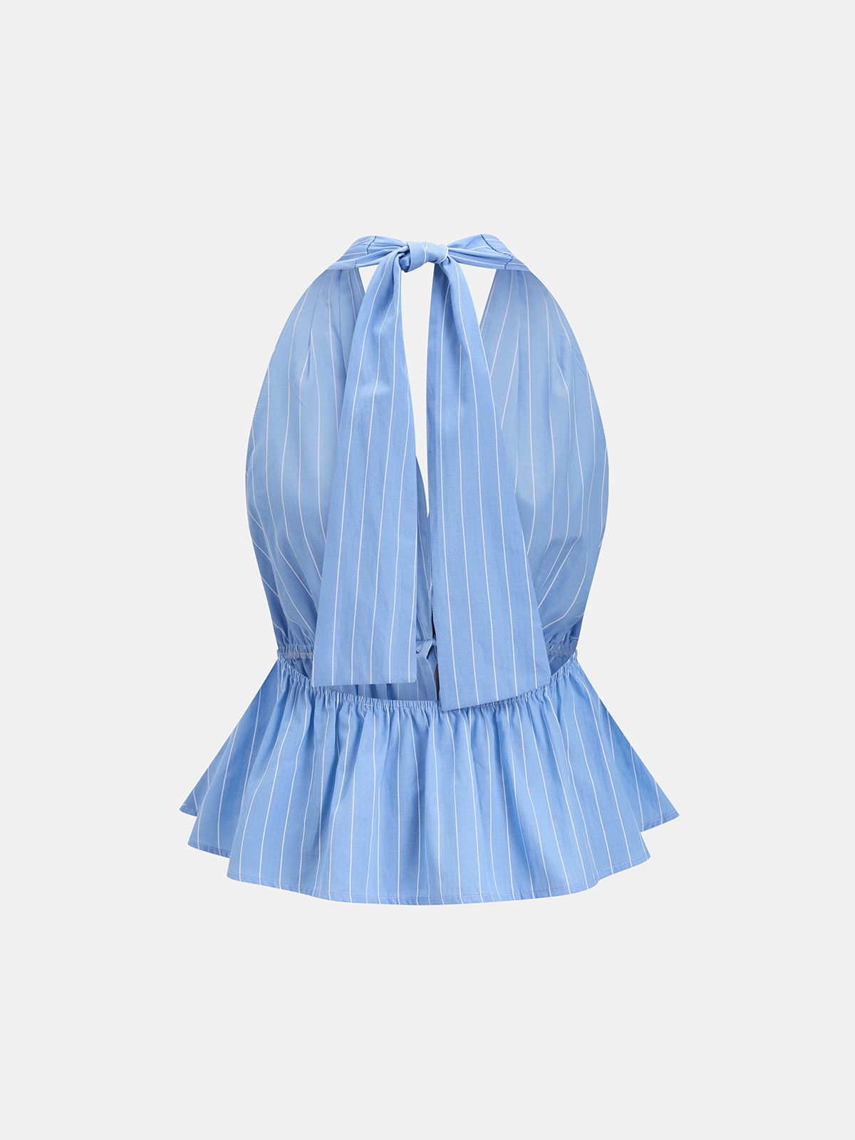 Pinstripe Halter Peplum Top & Pleated Skirt Set