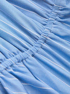 Pinstripe Halter Peplum Top & Pleated Skirt Set