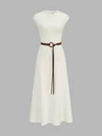 Sleeveless Knit Belted Maxi Dress