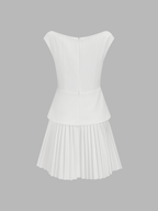 Sleeveless V Neck Pleated Mini Dress