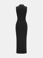 Frog Button Cheongsam Style Knit Maxi Dress