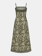 Crochet Trim Floral Print Slip Dress