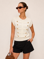 Napoleon Metal Detail Crew Neck Knit Top