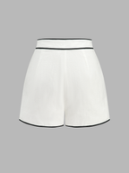 Cotton Linen Contrast Trim Top & Shorts Set