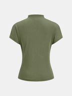 Ruched Mock Neck Short Sleeve Top