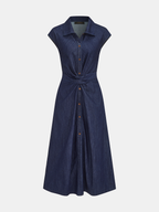 Twisted Waist Midi Shirt Dress