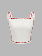 Square Neck Embroidered Top & Shorts Set