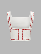 Square Neck Embroidered Top & Shorts Set