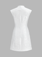 Jacquard Cheongsam-Style Frog Button Mini Dress