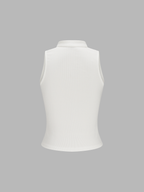 Frog Button Ribbed Sleeveless Top