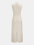 Floral Embroidered Cotton Linen Sleeveless Dress