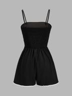 Contrast Wavy Trim Cami Romper