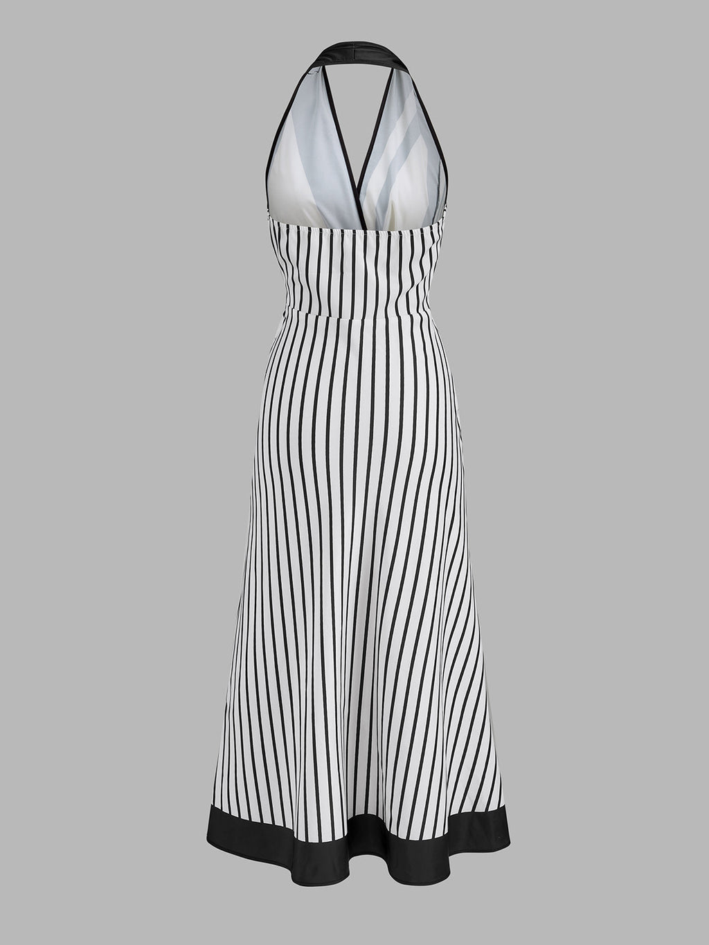 Striped Halter Wrap Maxi Dress