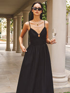 Keyhole Bustier Cotton Linen Cami Maxi Dress