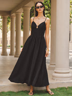 Keyhole Bustier Cotton Linen Cami Maxi Dress