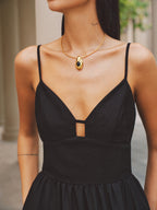 Keyhole Bustier Cotton Linen Cami Maxi Dress
