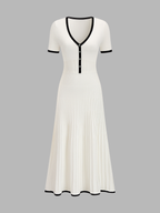 Contrast Trim Short Sleeve Knit Maxi Dress